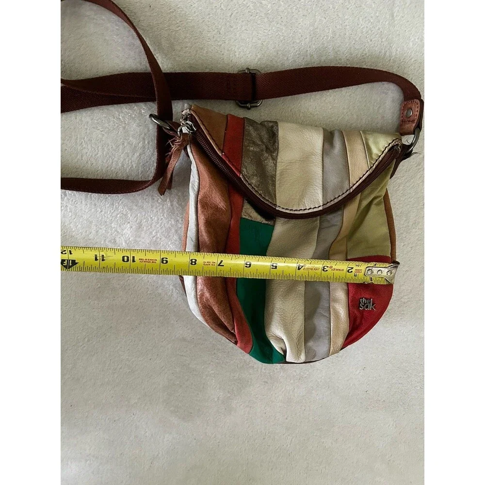 THE SAK Patchwork Multicolor Leather Hobo Crossbody Shoulder Purse Boho Hippie